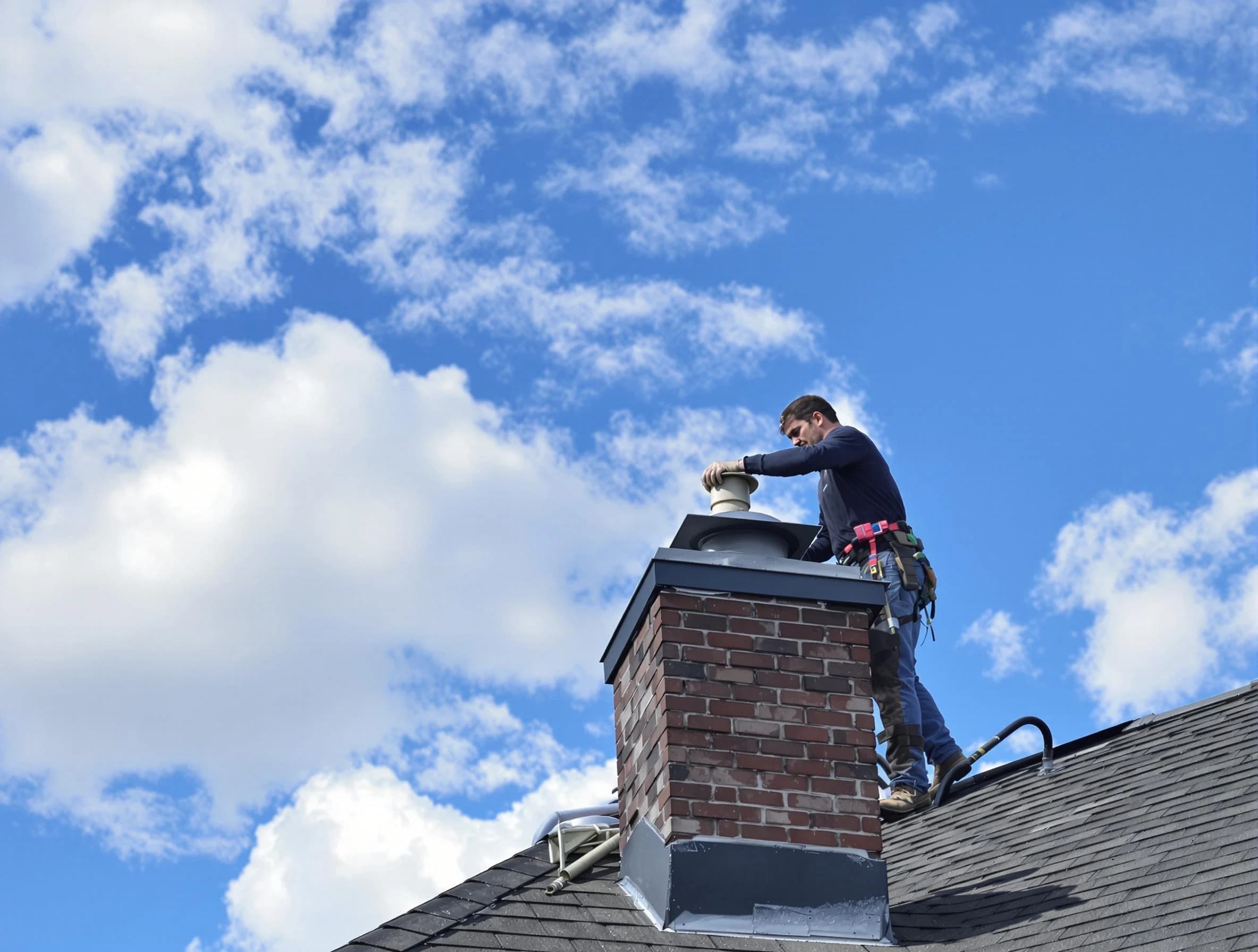 Druid Hills Chimney Sweep installing a sturdy chimney cap in Druid Hills, GA
