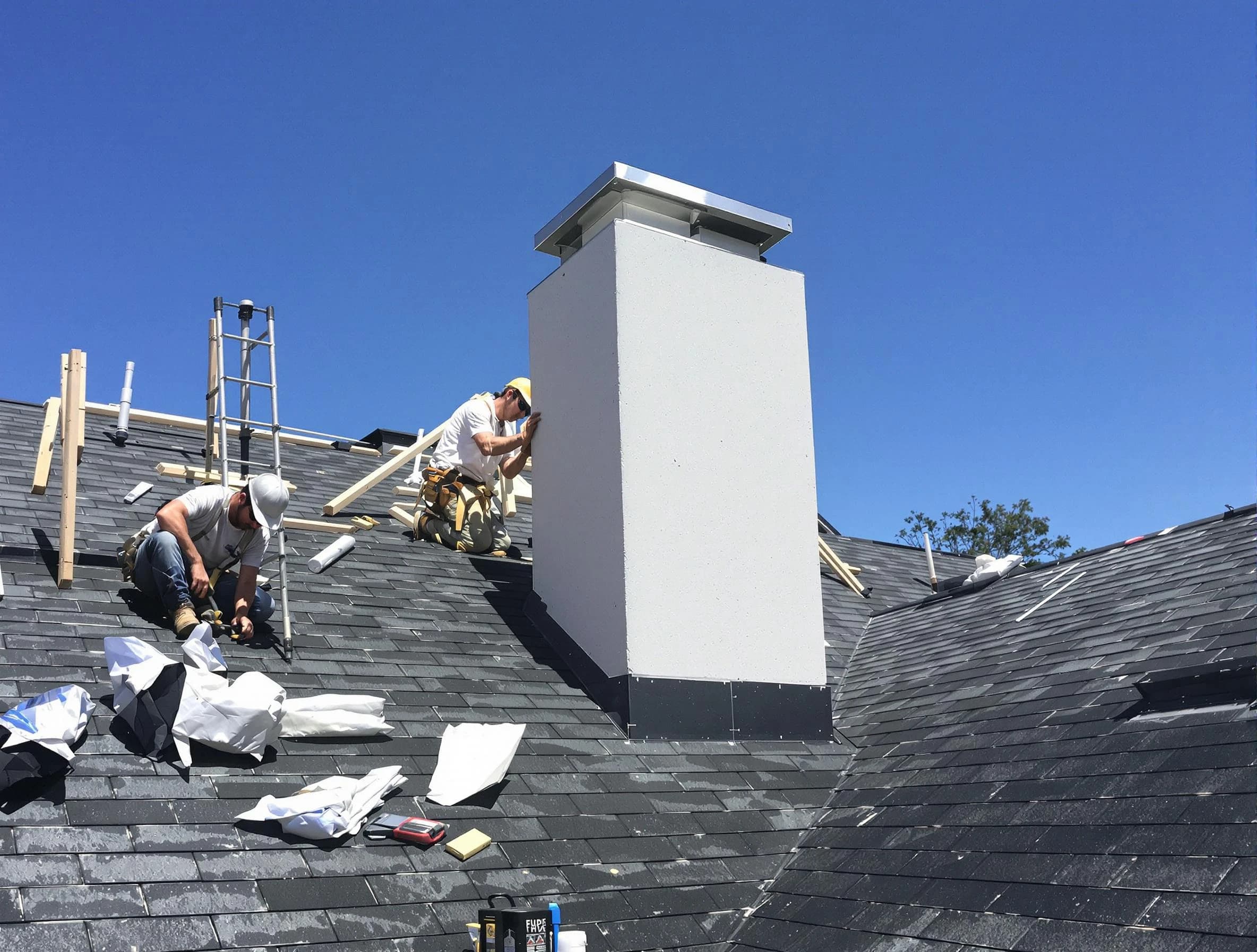 Druid Hills Chimney Sweep crew installing a new chimney in Druid Hills, GA