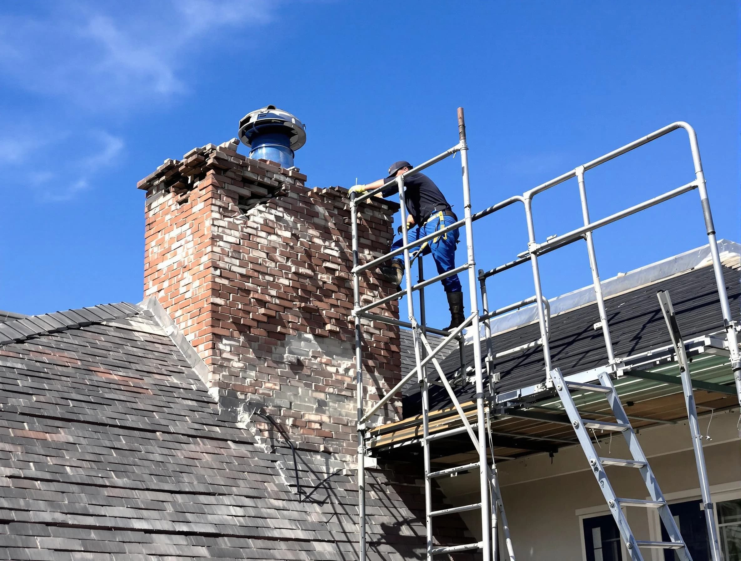 Rebuilding a chimney structure by Druid Hills Chimney Sweep in Druid Hills, GA