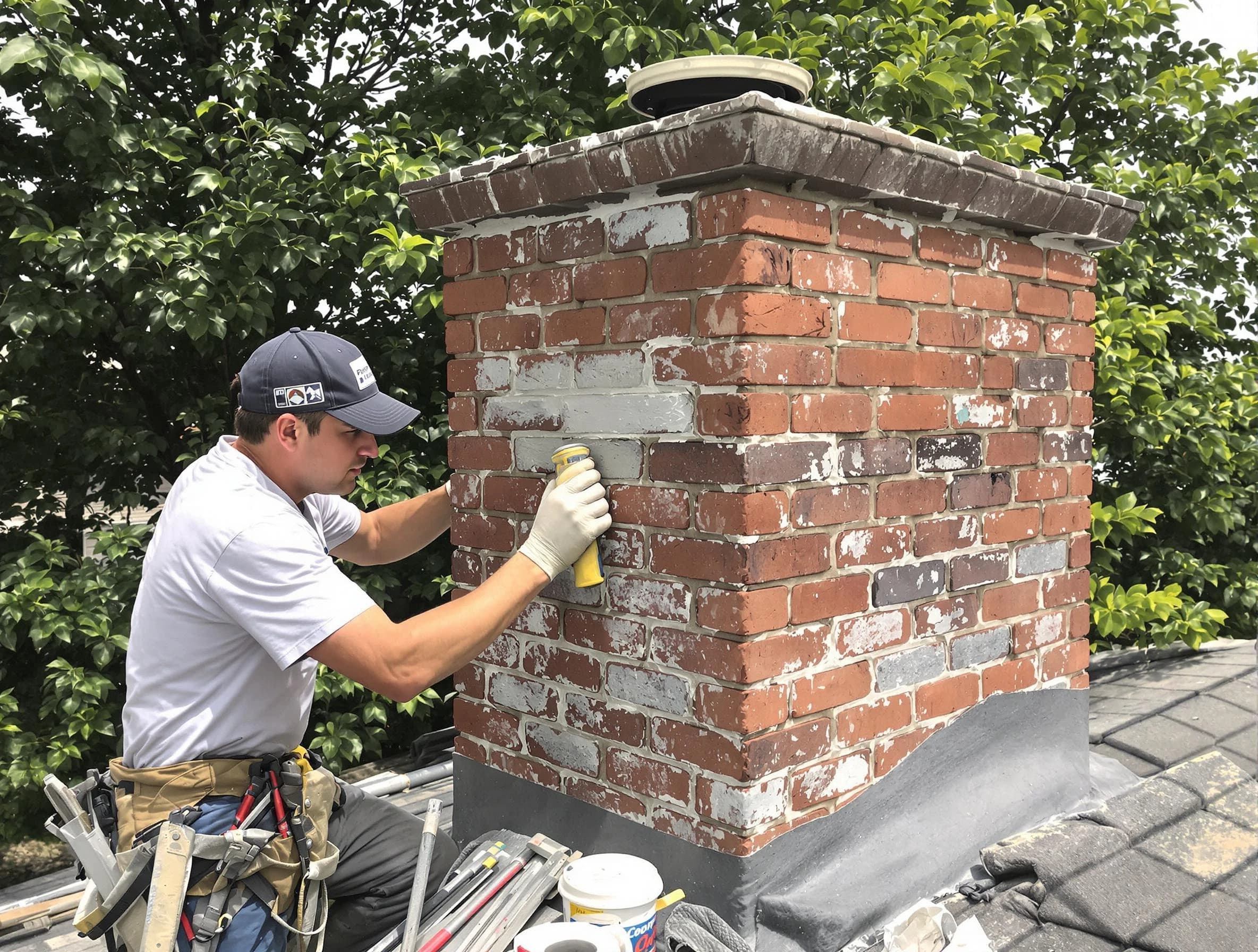 Druid Hills Chimney Sweep restoring an aging chimney in Druid Hills, GA