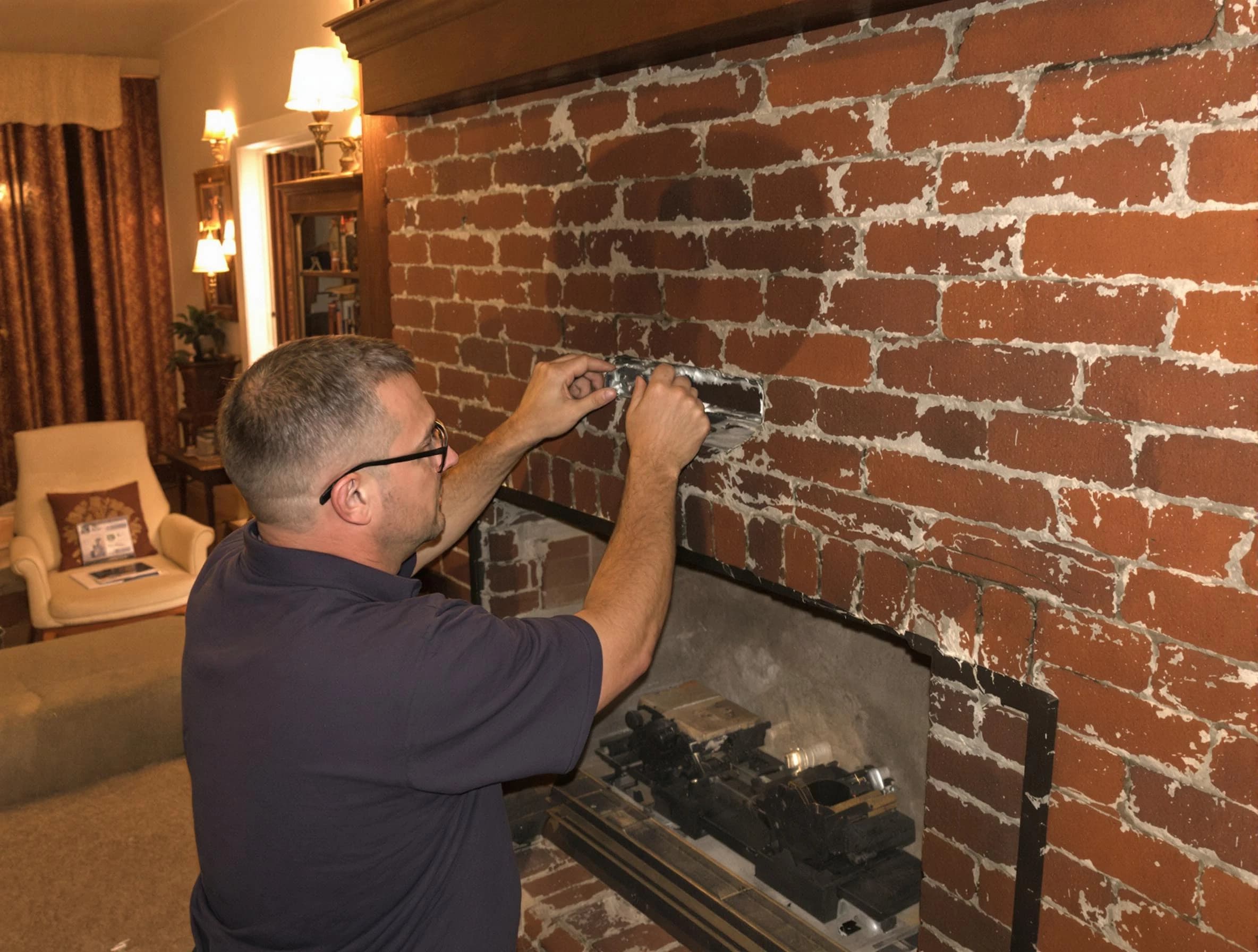 Druid Hills Chimney Sweep expert fixing a fireplace in Druid Hills, GA