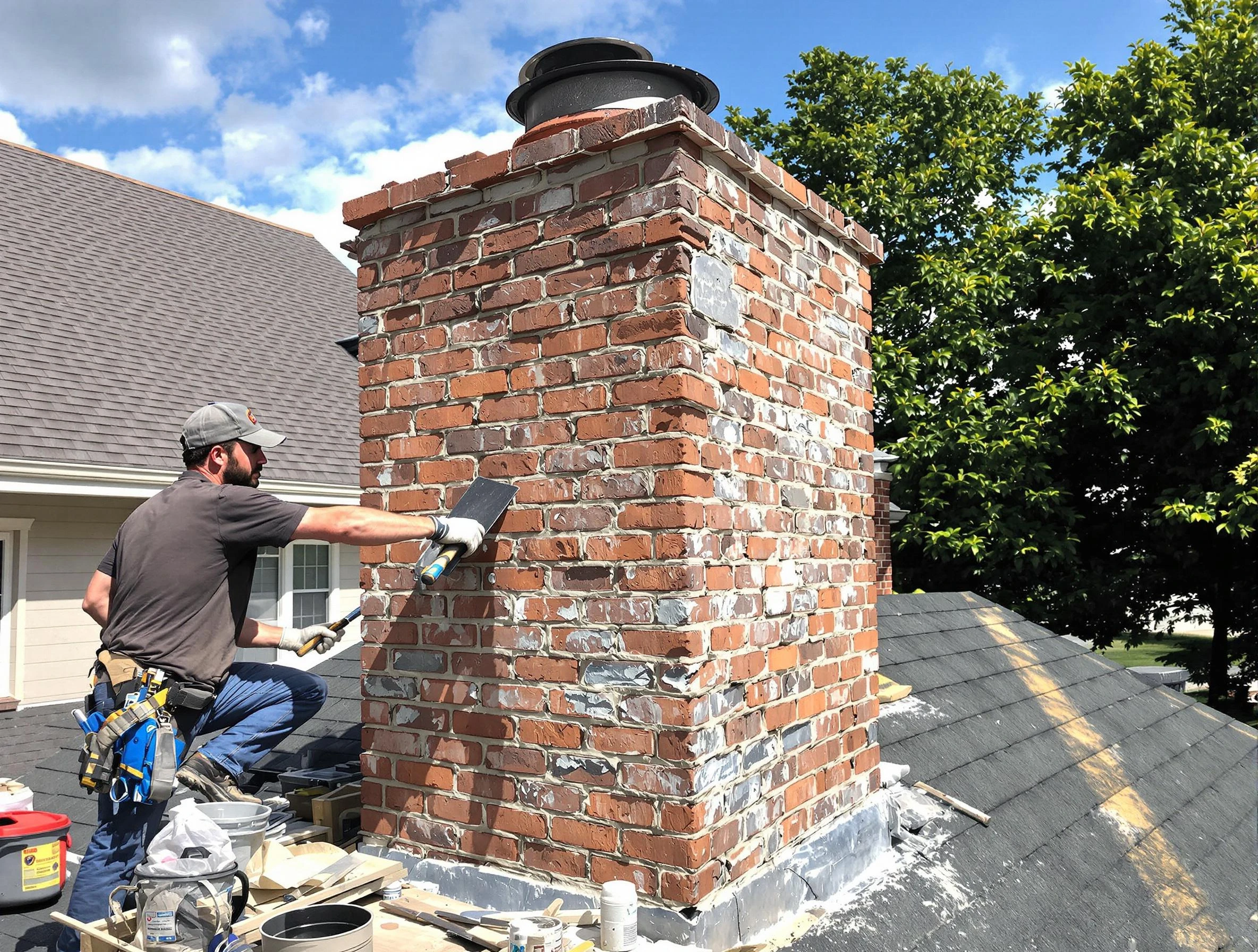 Completed chimney rebuild by Druid Hills Chimney Sweep in Druid Hills, GA