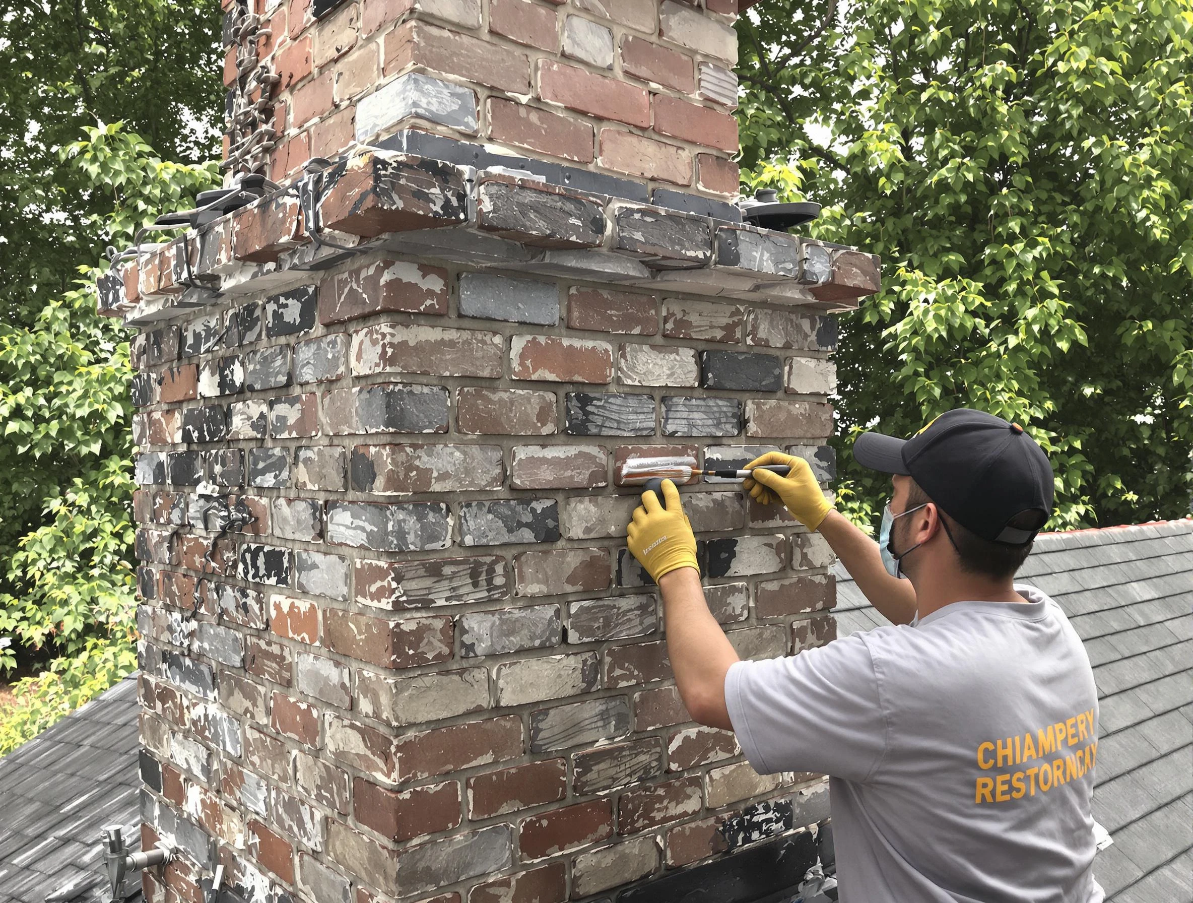 In-progress chimney restoration by Druid Hills Chimney Sweep in Druid Hills, GA